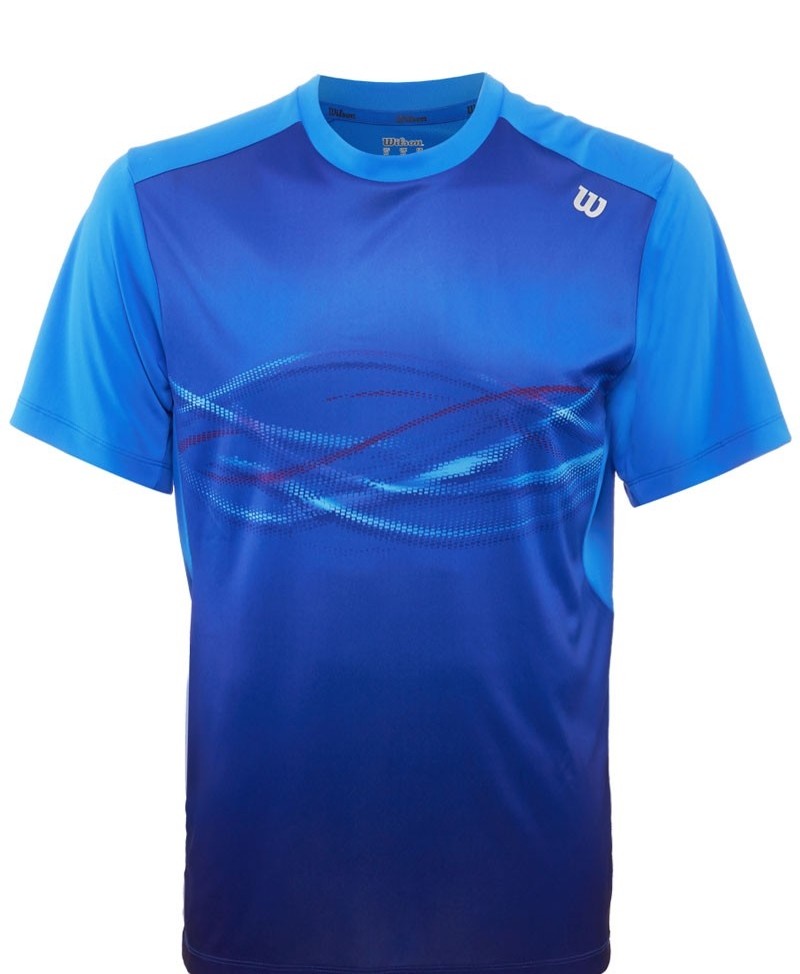 Pánské tenisové tričko Wilson LSU Soudwave Print Crew Neptune blueL