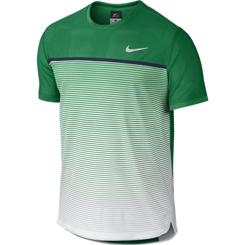 Pánské tenisové tričko Nike Challenger Premier Crew LUCID GREEN/WHITE 2XL