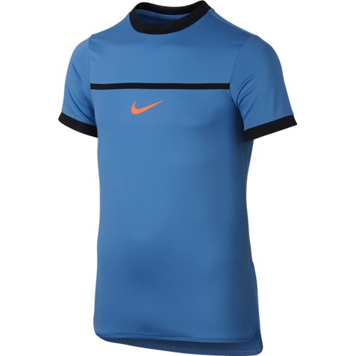 Chlapecké tenisové tričko Nike Rafa Challenger LT PHOTO BLUE/BLACK/TOTAL ORANGE M